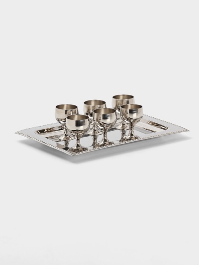 Набор рюмок на подносе, 24×17 см, 6 шт.