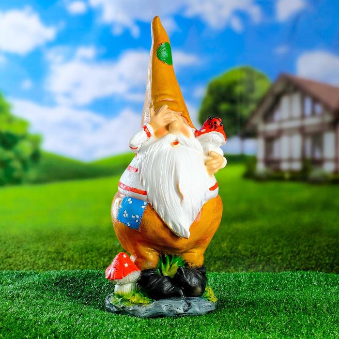 Садовая фигура "Гном островерхий с грибом" 43х17см МИКС - Фото 1