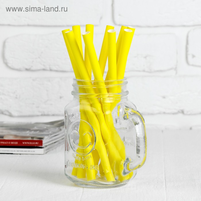 Трубочки для коктейля, диаметр 1 см, набор 10 шт., цвет жёлтый - Фото 1