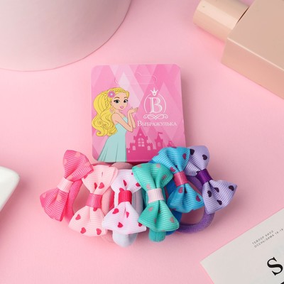 Резинки для волос «Бантик», набор 6 шт., мини сердечки