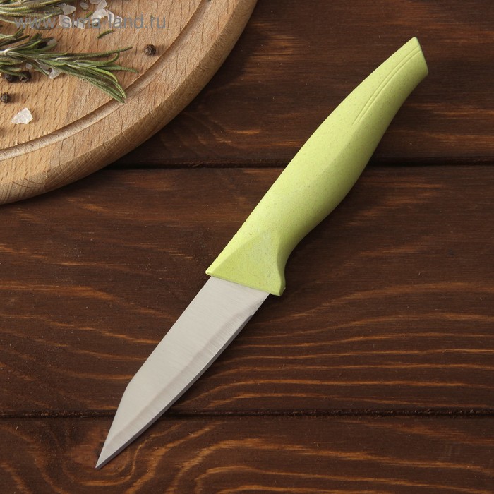 Нож для овощей кухонный «Суфле», лезвие 8,5 см, цвет зелёный - Фото 1
