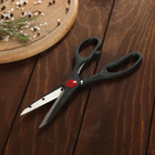 Набор ножей кухонных на подставке, 6 предметов: 5 ножей 8.5 см, 12 см, 12 см, 19.7 см, 19 см, ножницы, чёрный - Фото 7