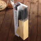 Набор ножей кухонных на подставке, 6 предметов: 5 ножей 8.5 см, 12 см, 12 см, 19.7 см, 19 см, ножницы, чёрный - Фото 10