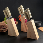 Набор ножей кухонных на подставке, 6 предметов: 5 ножей 8,5 см, 12 см, 12 см, 19,7 см, 19 см, ножницы, цвет МИКС - Фото 3