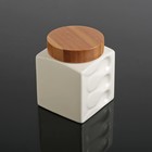 Набор банок керамических для сыпучих продуктов на деревянной подставке «Эстет. Волны», 4 предмета - Фото 4