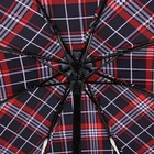 Зонт автоматический «Клетка», 3 сложения, 8 спиц, R = 49 см, цвет чёрный/красный - Фото 3