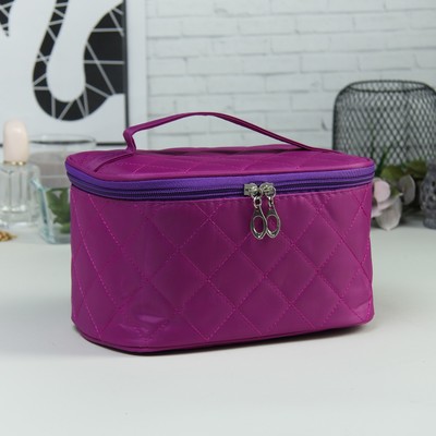 Косметичка-сундучок, отдел на молнии, зеркало, цвет фиолетовый