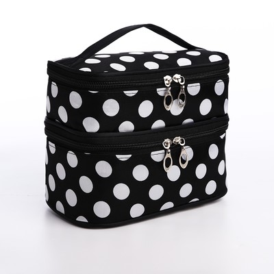 Косметичка, 2 отдела на молниях, цвет чёрный/белый