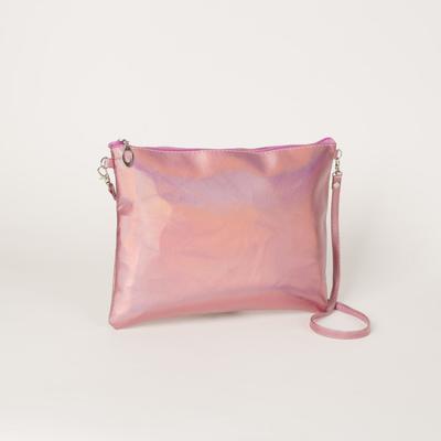 Сумка женская, отдел на молнии, длинный ремень, цвет розовый