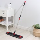 Швабра для мытья пола Доляна, плоская, микрофибра букли, железный флаундер, телескопическая стальная ручка, 62×13×84(130) см - Фото 3