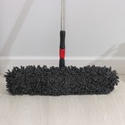 Швабра для мытья пола Доляна, плоская, микрофибра букли, железный флаундер, телескопическая стальная ручка, 62×13×84(130) см - Фото 4