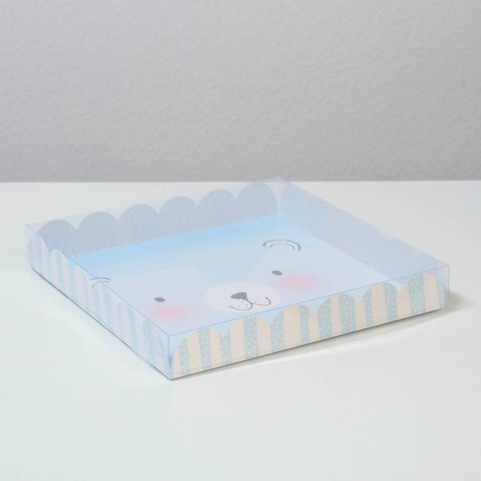 Коробка для кондитерских изделий с PVC-крышкой «Радости!», 21 × 21 × 3 см - Фото 1