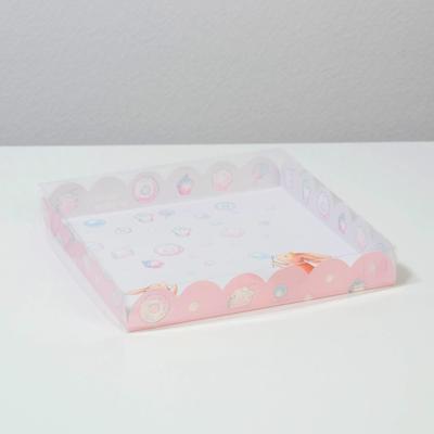 Коробка для кондитерских изделий с PVC-крышкой «Приятных моментов», 21 × 21 × 3 см