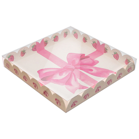 Коробка для печенья, кондитерская упаковка с PVC крышкой, «Сладости в подарок», 21 х 21 х 3 см