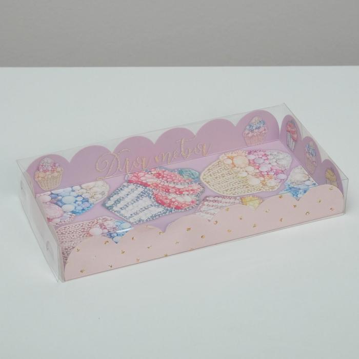 Коробка кондитерская с PVC крышкой «Яркие сладости», 21 х 10,5 х 3 см