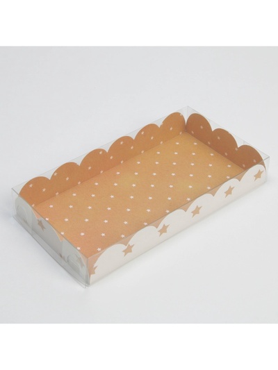 Коробка для печенья, кондитерская упаковка с пластиковой крышкой, «Звёздочки», 10.5 х 21 х 3 см
