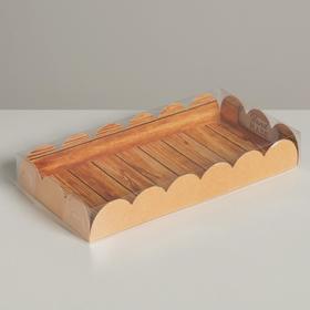 Коробка для печенья, кондитерская упаковка с PVC крышкой, Hand made, 10.5 х 21 х 3 см