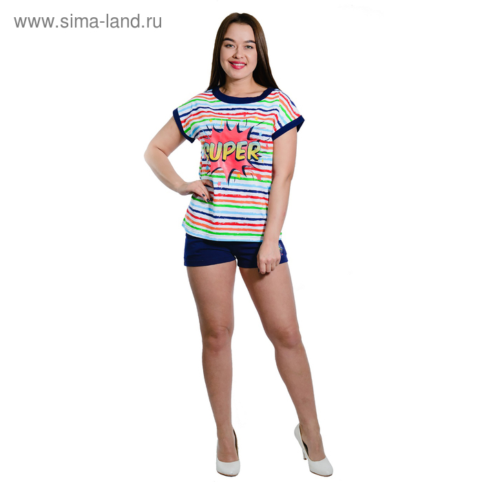 Комплект женский (футболка, шорты) ТК-673 цвет МИКС, р-р 46 - Фото 1