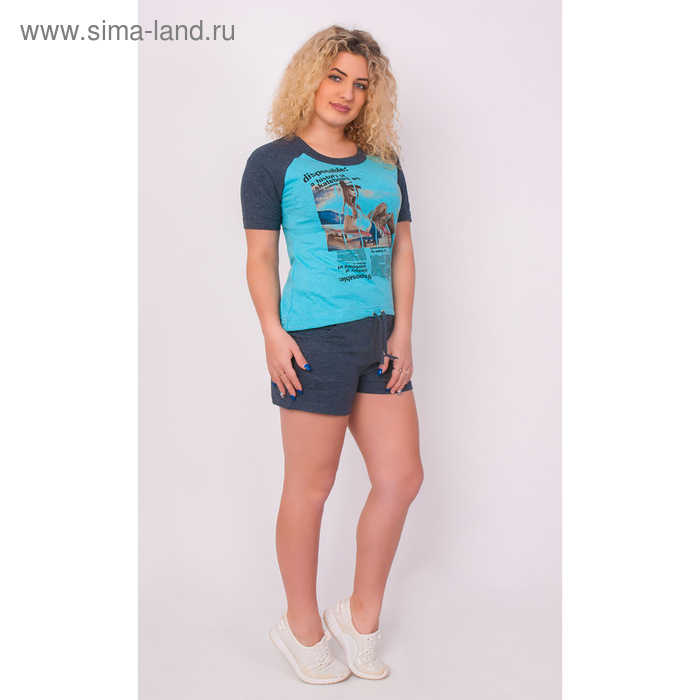 Комплект женский (футболка, шорты) ТК-671 цвет МИКС, р-р 46 - Фото 1