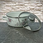 Кастрюля эмалированная «Весенний романс», 1,5 л, d=16 см, стеклянная крышка, цвет белый - фото 26517054