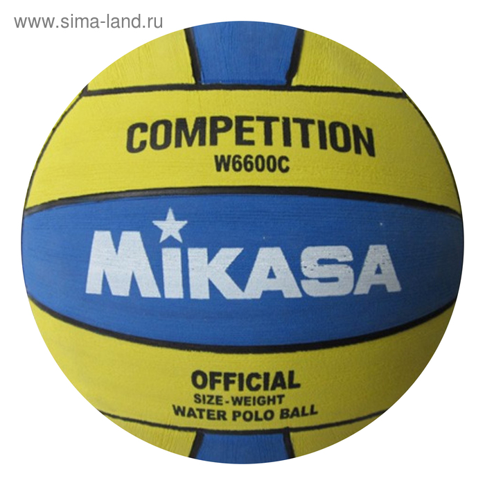 Мяч для водного поло MIKASA W6600С, мужской размер, резина, цвет жёлтый-синий - Фото 1