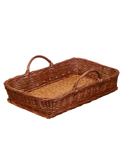 Корзина плетёная, лоток торговый, с ручками, 48×30×8 см, коричневый, лоза
