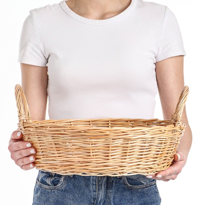 Корзина плетёная «Ушат», дно= 29 см, верх=38 см, H=10 см, ручное плетение, лоза - Фото 1