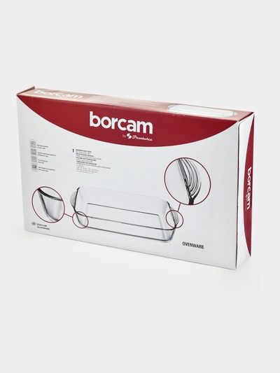 Форма для запекания Paşabahçe Borcam, 3.5 л, прямоугольная, жаропрочное стекло, прозрачная
