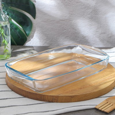 Форма для запекания Paşabahçe Borcam, 2 л, 33.6×19×5 см, прямоугольная, жаропрочное стекло, прозрачная