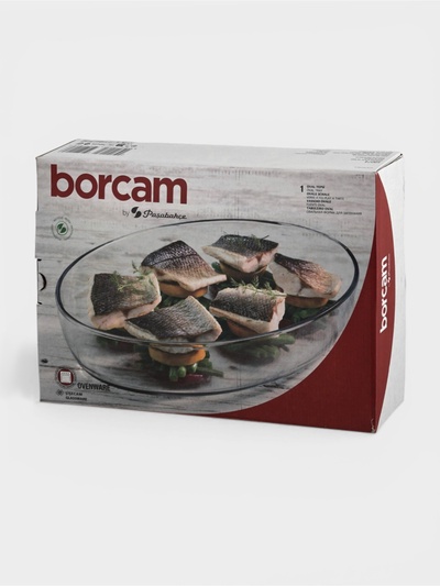 Форма для запекания Paşabahçe Borcam, 3 л, 35×24.5 см, овальная, жаропрочное стекло, прозрачная