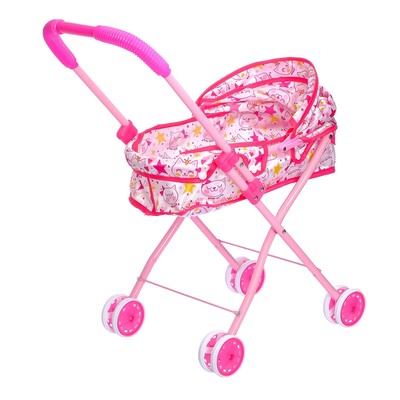 Коляска универсальная из атласа «Кошечка» металлический каркас