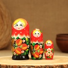 Матрёшка дерево «Земляничка», красный платок, 3 кукольная, 10-12 см - Фото 10