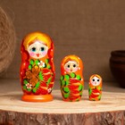 Матрёшка «Земляничка», оранжевое платье, 3 кукольная, 10-12 см - фото 24450807