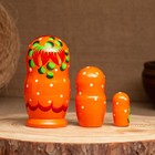 Матрёшка дерево «Земляничка», оранжевое платье, 3 кукольная, 10-12 см - Фото 2