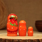 Матрёшка дерево «Земляничка», оранжевое платье, 3 кукольная, 10-12 см - Фото 11