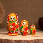 Матрёшка дерево «Земляничка», оранжевое платье, 3 кукольная, 10-12 см - Фото 5
