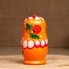 Матрёшка дерево «Земляничка», оранжевое платье, 3 кукольная, 10-12 см - Фото 8