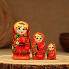Матрёшка «Земляничка», оранжевое платье, 3 кукольная, 10-12 см - фото 4519180