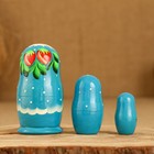 Матрёшка дерево «Земляничка», голубое платье, 3 кукольная, 10-12 см - Фото 2