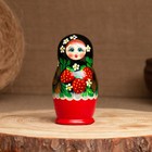 Матрёшка дерево «Земляничка», чёрный платок, 3 кукольная, 10 см - Фото 3