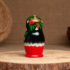 Матрёшка дерево «Земляничка», чёрный платок, 3 кукольная, 10 см - Фото 4