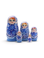 Матрёшка дерево «Гжель», синее платье, 5 кукольная, 18 см 3440230