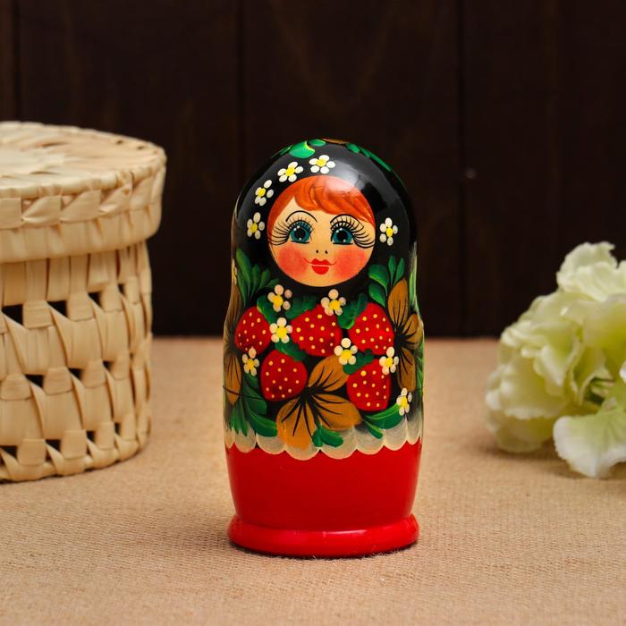 Матрёшка «Земляничка», красное платье, 5 кукольная, 15 см - фото 1884844987