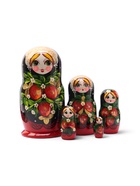 Матрёшка дерево «Земляничка», чёрный платок, 5 кукольная, 18 см - Фото 9