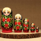 Матрёшка дерево «Земляничка», чёрный платок, 5 кукольная, 18 см - Фото 3