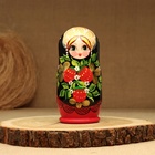 Матрёшка дерево «Земляничка», чёрный платок, 5 кукольная, 18 см - Фото 5