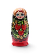 Матрёшка дерево «Земляничка», чёрный платок, 5 кукольная, 18 см - Фото 6