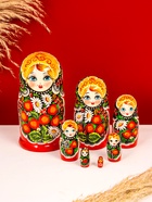 Матрёшка деревянная «Ягодка», чёрный платок, 7-кукольная, 22 см, МИКС - Фото 1
