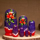 Матрёшка «Маки», фиолетовый платок, 7 кукольная, 22 см - фото 9672052