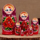 Матрёшка «Маки», фиолетовый платок, 7 кукольная, 22 см - фото 25378085